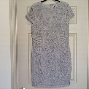 JS Collections Gray Embroidered Dress Sz M